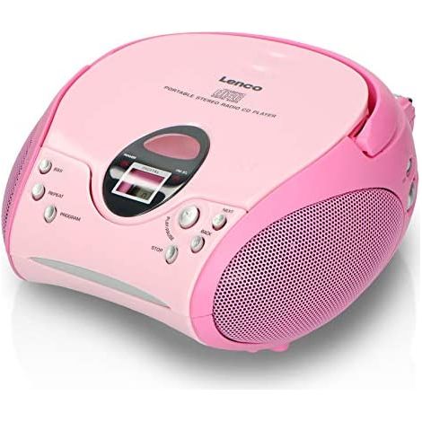 Lenco SCD-24 - Radio FM stéréo avec lecteur CD et antenne télescopique, couleur rose (1/5)