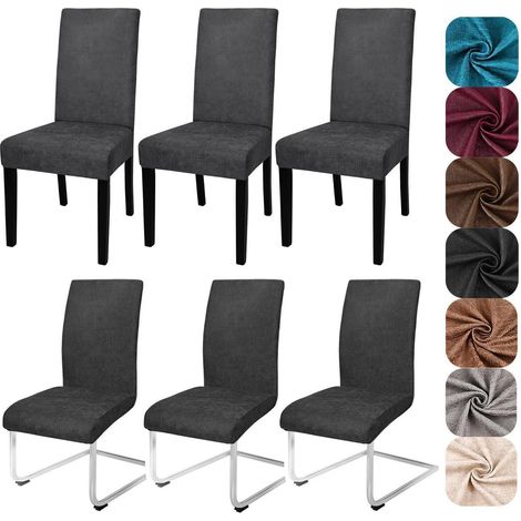 Housses de chaise en cuir synthétique stretch, lot de 6, pour chaises de salle à manger, cuisine, hôtel (1/5)