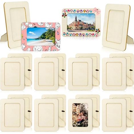 20 cornici in legno per lavori creativi, set di cornici in legno fai da te per foto da 10 x 15 cm, non rifinite, cornici da tavolo per realizzare il tuo progetto in legno (1/5)
