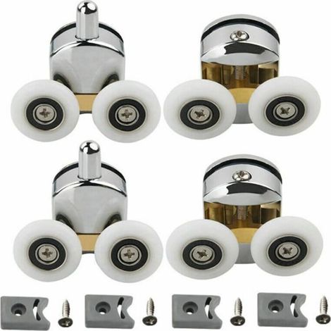 YMYNY Set of 4 Double Rollers - for Sliding Shower Door, 2 23mm Diameter Wheels for Bathroom Zinc Alloy, Replacement Rollers for Sliding Shower Door - Upper and Lower Double Wheels (1/4)