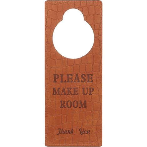 Panneau « Nettoyage de chambre » - Ne pas déranger - Panneau de porte d'hôtel - Panneau double face-23X9X0.4CM-Brown (1/4)