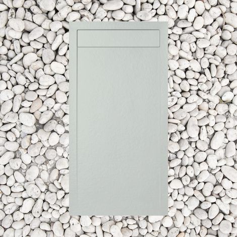 Receveur de douche 80X110 cm avec grille en marbre Vulcano Line Slim Gris perle RAL 7035 en résine et marbre avec bonde offerte - FRASCIO (1/4)