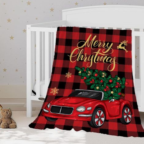 Couverture De Noël - Plaid Épais En Polaire Douce - Pour Lit Bébé Lit Parapluie Canapé Voiture - 30x40 Pouces - Rouge À Carreaux (1/5)