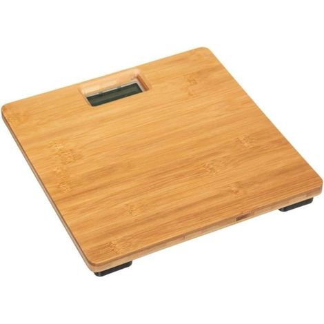 1 balance pèse-personne bambou, plateforme ronde en bambou naturel, design épuré, salle de bain ou chambre