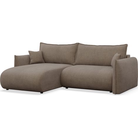 Selsey Cushi – Ecksofa mit Schlaffunktion, Ottomane links, Hellbraun-Chenille