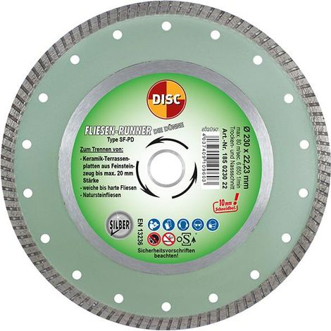 Diascheibe SF-PD 230x22,2mm Ganzrand, Schnittstärke 1,6mm