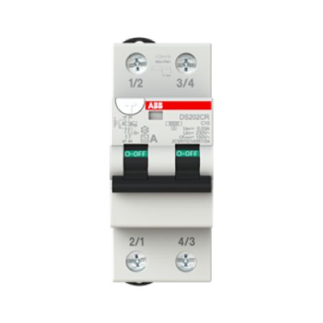 Interruttore magnetotermico differenziale 2 poli 10a curva c 30ma tipo a abb ds202crc10a30