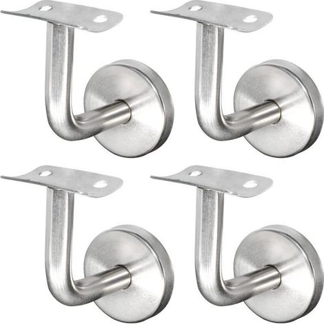 Treppengeländerhalterung aus Edelstahl 304, zur Wandmontage, für Holzhandläufe, silber (4 Stück) (1/5)