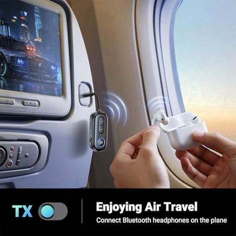 Émetteur Bluetooth 5.4 - Adaptateur auxiliaire Bluetooth - Prise Jack 2 en 1 - Émetteur et récepteur pour stéréo Domestique, Avion, Casque, Haut-Parleur, Ordinateur Portable (1/5)