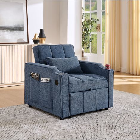 divano poltrona soggiorno 190cm letto USB blu HAVRYA (1/5)