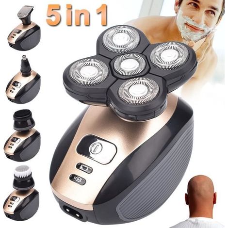 Électrique pour hommes tête chauve rasoir 5 en 1 Kit de rasoir électrique sans fil tondeuses à cheveux nez tondeuse étanche USB rech (1/4)