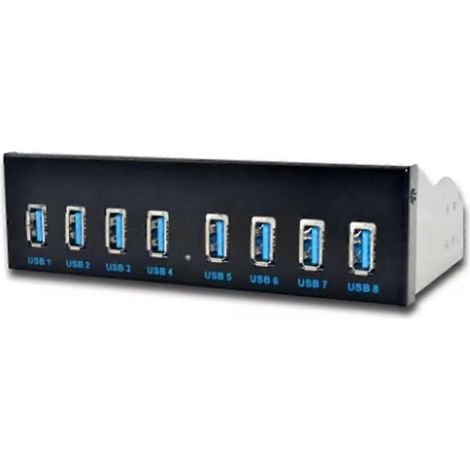 Hub USB 3.0 à 8 ports, connecteurs 5,25", panneau avant, compatible PC, multi-hubs USB 3.0. (1/3)