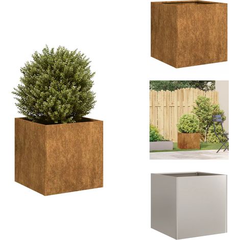 Pflanzkübel Rostig 40x40x40 cm Wetterfester Stahl - Pflanzkübel - Pflanzgefäß - Pflanzschale - Hochbeet (1/5)