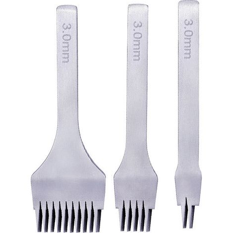 Sollbry 3-teiliges DIY-Leder-Stanzwerkzeug-Set, Lederhandwerk, Krallenstanzer, Zinkenwerkzeug, weißer Stahl, 2/5/10 Handwerk, Schnürung, Nähen, Meißel-Set, Zinke 3,0 mm für Lederhandwerk (3,0 mm) (1/5)