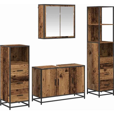 Maison Exclusive - Set di mobili per il bagno con cassetto 4 pcs Legno vecchio
