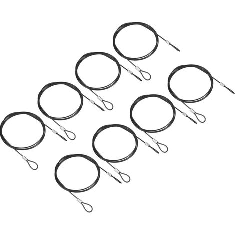 3,3 Ft Sécurité Câble Verrouillage, 8 Paquet Inox Acier 2mm Dia Sécurité Fil Corde avec Double Boucle pour Scène Éclairage Bagage Serrure Noir (1/5)