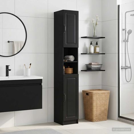 vidaXL Armario de Baño con Estante Abierto UTRECHT Negro (1/5)