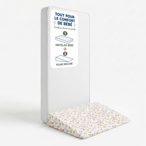 Pack Matelas Bébé 60x120 cm + Plan Incliné Coton Sweety - Confort Souple et Position Idéale