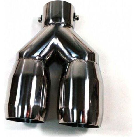 Garniture de tuyau d'échappement de voiture chromé double rond en acier inoxydable/embout de silencieux 2.6"