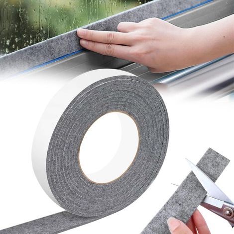 3 cm x 4 m Bandes Absorbantes de Condensation pour Fenêtre Feutrine Autocollante Bande Anti Condensation Patins en Feutre Bandes Anti-Condensation pour Fenêtres Absorbeur D'Humidité, Gris (1/5)