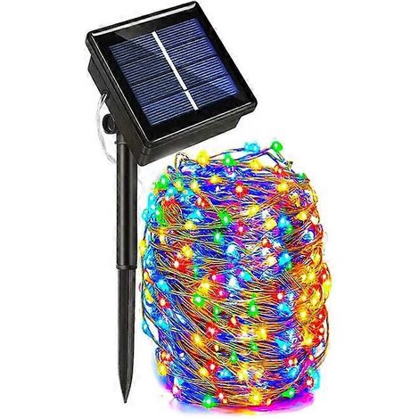 Guirlande lumineuse solaire LED d'extérieur - 32 m 22 m 11 m 7 m guirlande feston étanche - 12 m 100 LED multicolore - 1 pièce (1/5)