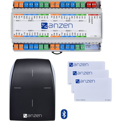 Pack contrôle d'accès : 1 centrale 4 portes, 1 lecteur Bluetooth OSDP + 3 badges - AIPHONE AZPACKBLUE