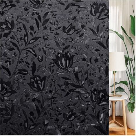 Film statique 3D pour fenêtre, protection de la vie privée, décoratif, anti-regards, motif de tulipe, adapté au verre et aux vitres, 45 cm x 200 cm, noir (1/5)