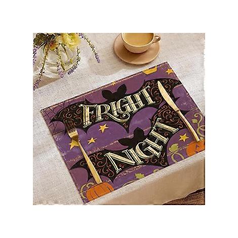 Halloween-Tischsets aus Leinen, Serie „Süßes oder Saures“, Kombinations-Tischsets, Restaurant-Festtagsdekoration, Geschirr-Isolierunterlagen (YMCD-27)