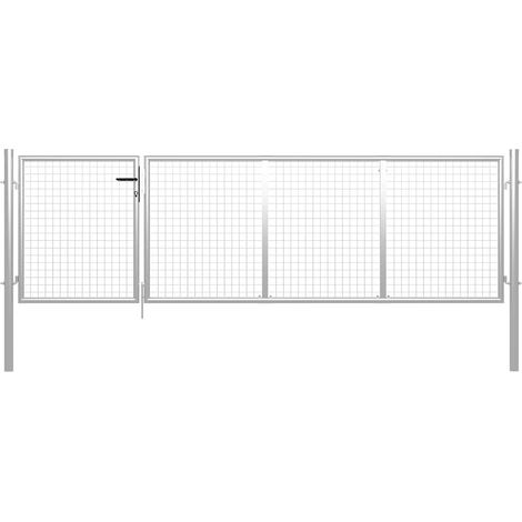 Portail de jardin en acier argenté 350 x 75 cm