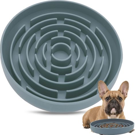 Gamelle à alimentation lente pour chiens — Gamelle interactive en silicone pour chats et chiens  dotée d'une base antidérapante à ventouse pour prévenir l'étouffement et les haut-le-cœur  sans BPA. (1/4)