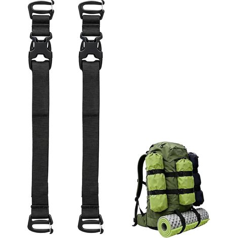 Set mit 2 verstellbaren schwarzen Nylon-Rucksackgurten (1/5)