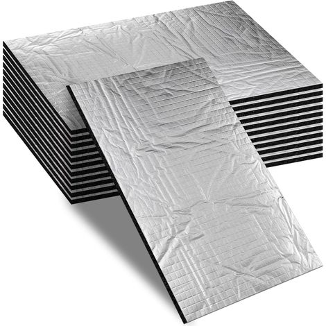 12 pièces de plaques de 400  250  5 mm, natte d’isolation, résistante au feu et à l’eau, anti-vibration, autocollante pour la protection acoustique et l’isolation thermique dans les (1/5)