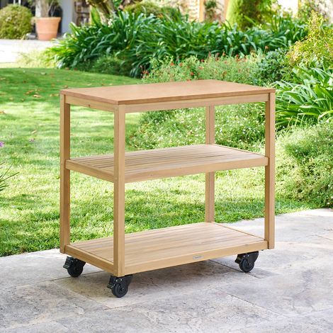 Module de cuisine d'été Lodgia 2 etagères bois d'acacia - Hespéride (1/5)