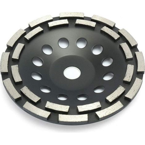 SABIR Disque diamant 180mm à meuler le béton, meule abrasive à poncer béton, pierre, granit, 2 rangées diamantés ,(180mm, noir) (1/5)