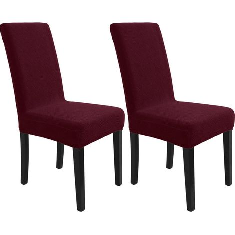 Stuhlhussen 2er Set, Jacquard Stretch, abnehmbar, waschbar, für Esszimmerstühle, Rot (1/5)