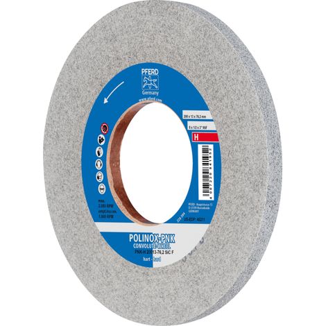 PFERD TOOLS POLINOX Gewickeltes Vlies-Rad PNK Ø 200x13 mm Bohrung-Ø 76,2 mm Hart SIC Fein für Finish