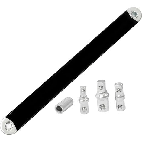 Clés à Douille à Rallonge Décalée, Cle Plate a Cliquet, Rallonge Cliquet, Avec Adaptateurs Carrés de 1/2", 1/4" et 3/8", Douille D'entraînement, Clé à Cliquet pour Petits Espaces (1/5)