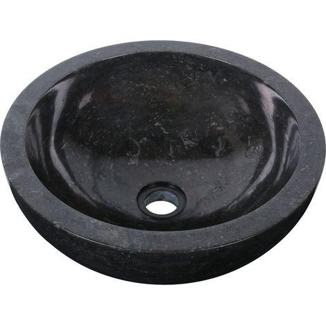 Vasque ronde à poser en marbre noir Ø40cm KC-P BLACK - 40x40x15 cm - Kayu Meuble (1/4)