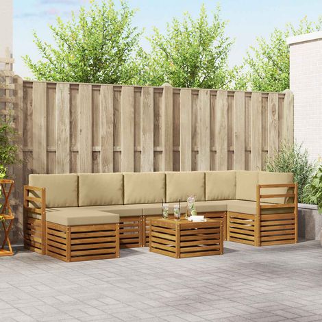 vidaXL Outdoor-Sofagarnitur 8 pcs Natur und Beige Massivholz Akazie (1/5)