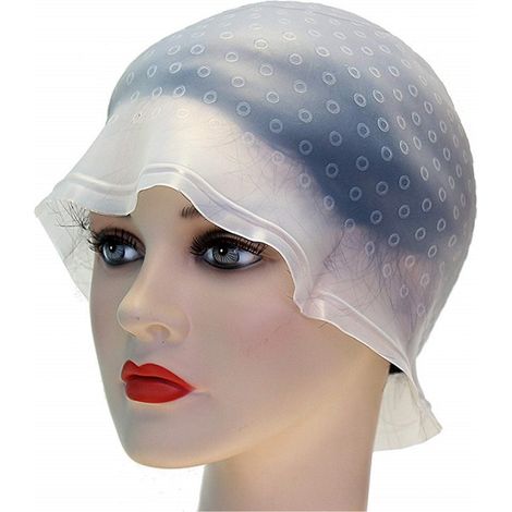 TrAdE Shop Traesio - Cuffia Forata Silicone Per Meches Colpi Luce Sole Con Uncinetto Tinta Parrucchiere - (1/2)