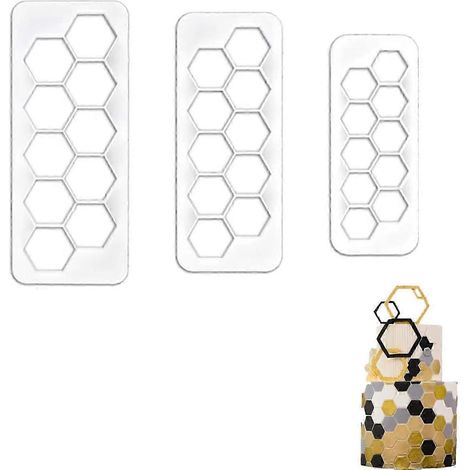 Ensemble de 3 emporte-pièces hexagonaux en acier inoxydable pour décorer un gâteau sur le thème du football. (1/5)