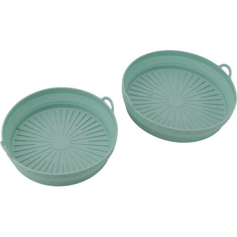 Lot de 2 paniers de friteuse en silicone pliables et réutilisables, couleur verte. (1/5)