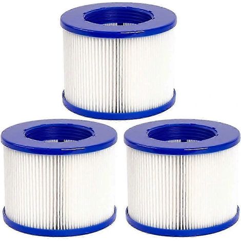 Cartouches filtrantes de type VI pour spas, piscines gonflables et jacuzzis, lot de 3, faciles à nettoyer, en plastique, bleu et blanc.-AquaForge (1/5)