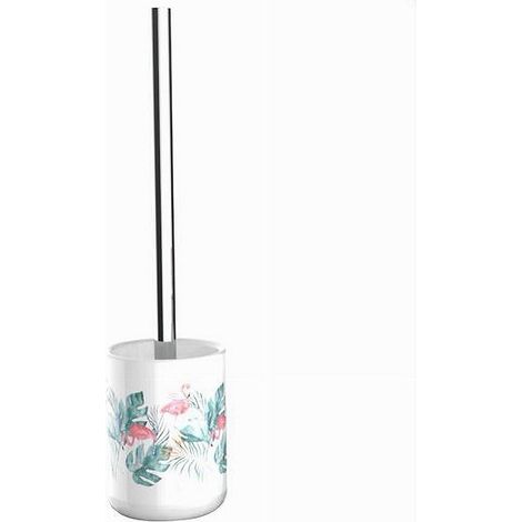TRADE SHOP - Portascopino Porta Scopino Bagno Wc Toilette Fenicotteri Scopino Completo 69961 - (1/2)