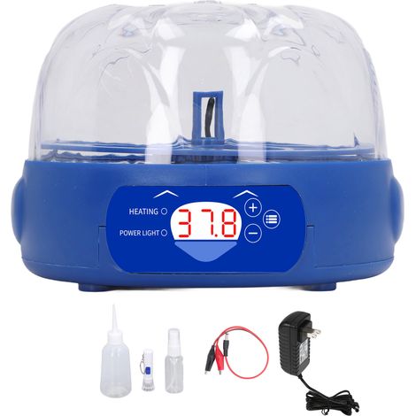 Couveuse à œufs Automatique 6 œufs Tourneur intégré Affichage numérique Température contrôlée Plastique durable Bleu compact (1/5)