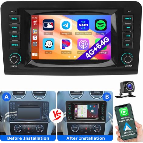 Pour Mercedes Benz ML/GL Klasse W164 X164 Android 15 Autoradio Carplay WiFi GPS 2+64G CAM