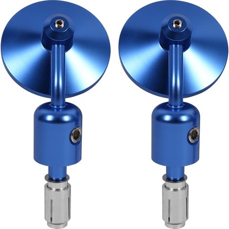 Paire de rétroviseurs d'extrémité de guidon ronds 22 mm pour moto, fixations embouts de barre, miroirs latéraux bleus, 2 pièces (1/2)