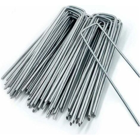 Piquet de Fixation pour Toile de Paillage,50 Piquets de Jardin en Forme de U,pour Bache Anti Herbes,Sardines Camping,Clôture de Jardin,150 MM de Long,25 MM de Large,3 MM de Diamètre,DEBUNS