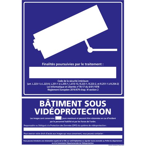 PANNEAU BATIMENT SOUS VIDEO PROTECTION (G1212) - Aluminium 2 mm - 150 x 210 mm