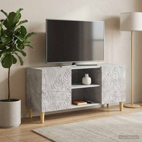 TV-Schränk 102 x 34,5 x 50 cm Betongrau Holzwerkstoff (1/5)